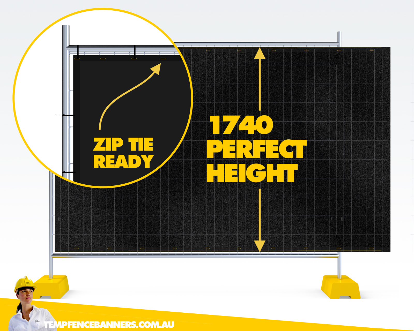 The perfect height for attaching black fence screening onto your temporary fence hire panels in Australia.