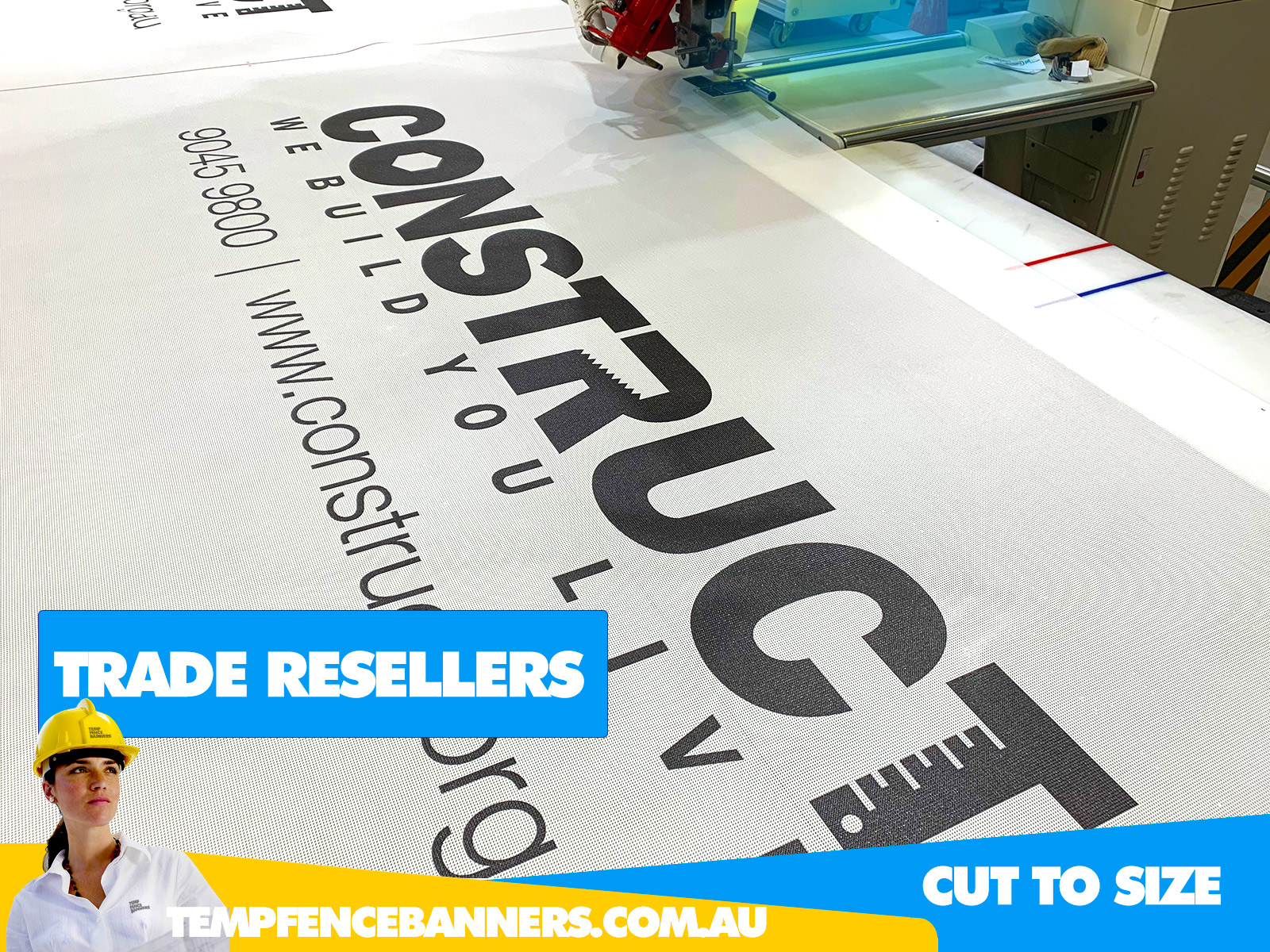 Trade Packs. TFB supply cut to size mesh and banner