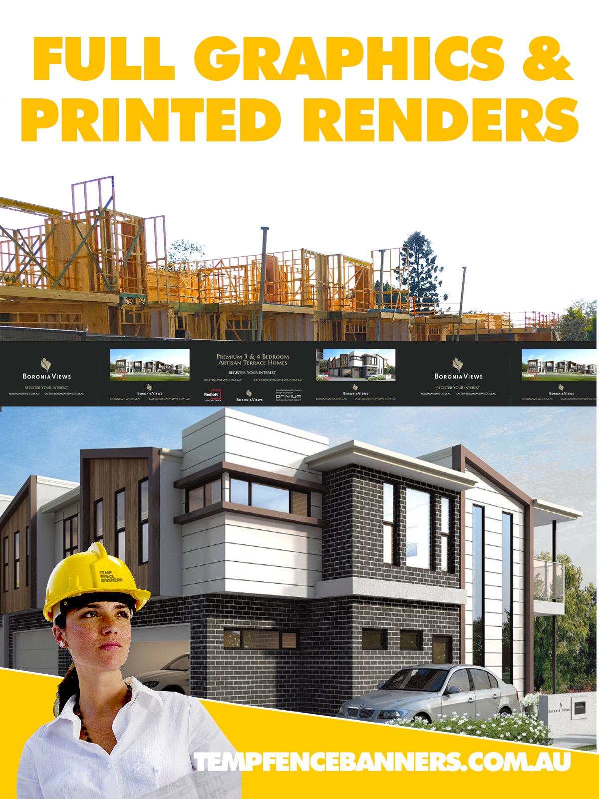 Perth's banner mesh in full color with render building graphics