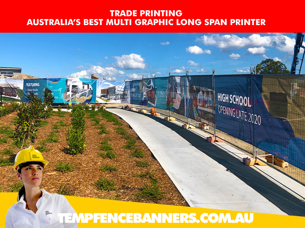 Banner Mesh on temporary fence shows the graphic quality, color quality and superior banner mesh materials as used by tempfencebanners.com.au