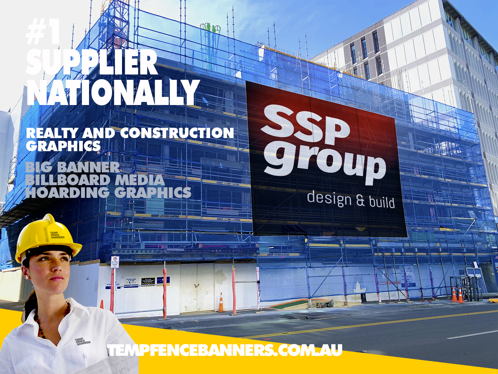 Multi Storey Construction Building with branded wrap and scaffolding mesh for a total solution of building covers