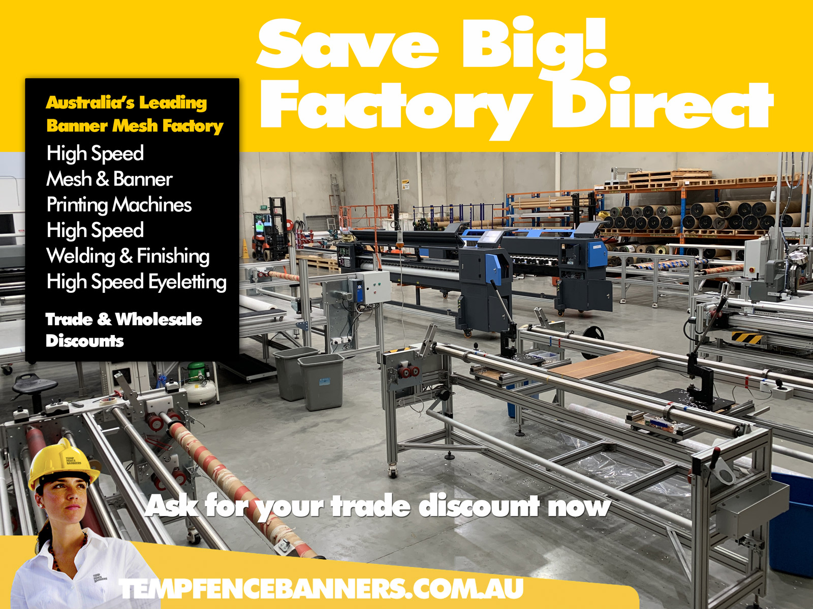 High Speed Mesh and Banner Printing Machines, High Speed Banner Mesh Finishing and High Speed Eyeletting